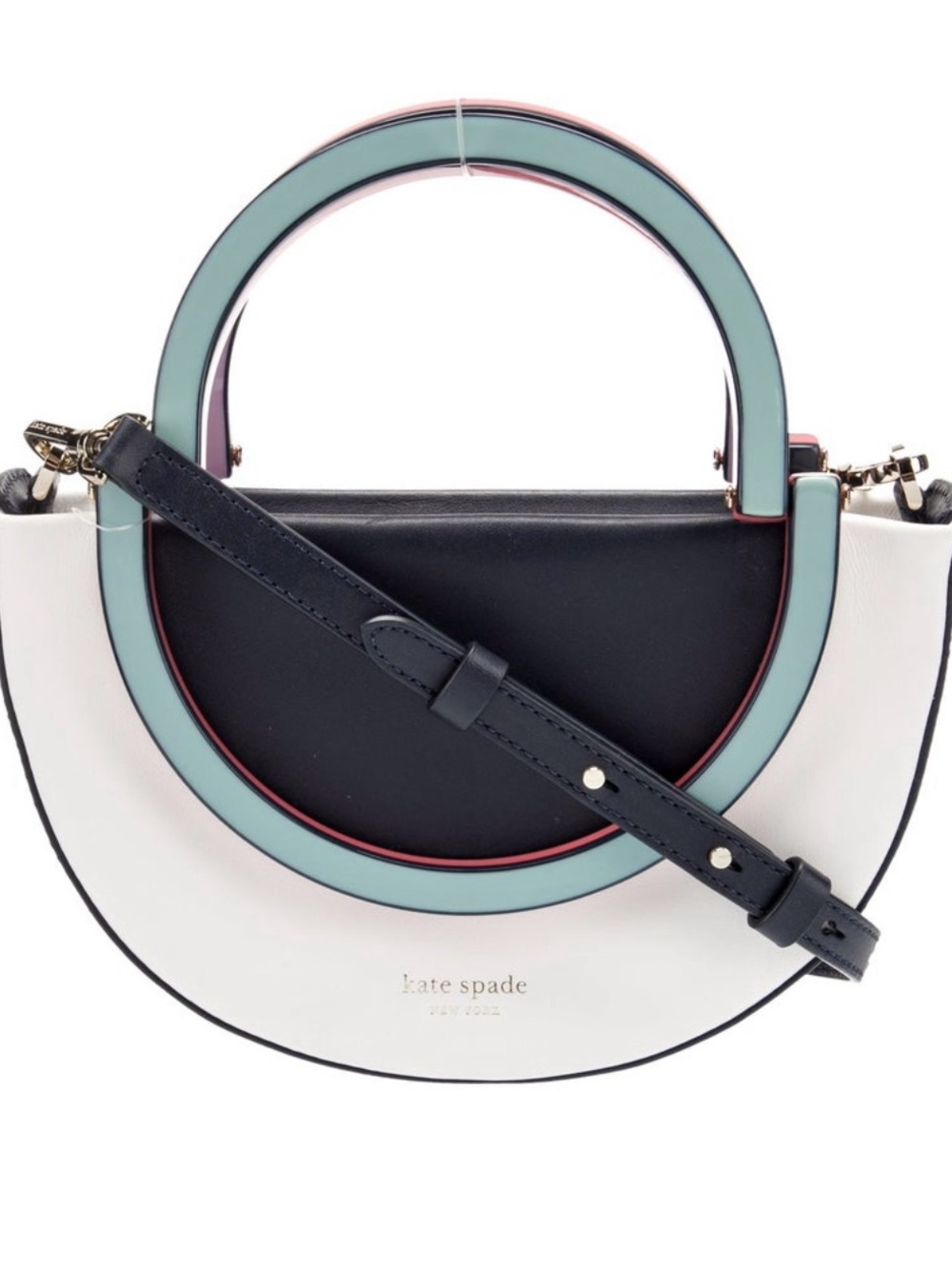 kate spade White, Navy, Mint Circular Top-Handle Crossbody Bag